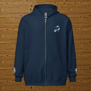 Germaine la baleine - Sweat à capuche zippé brodé poitrine et manches -